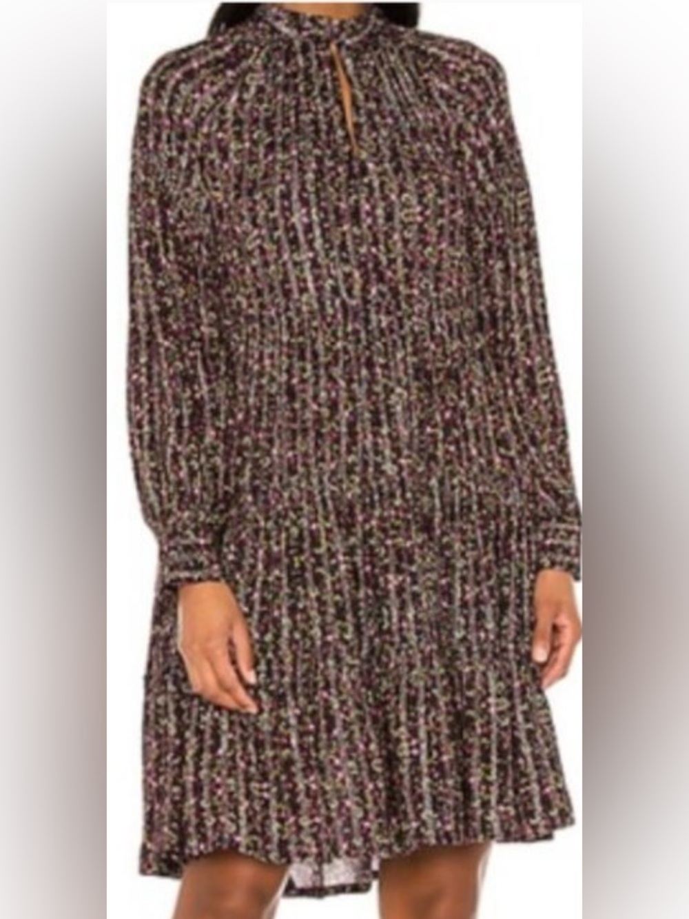 BIRGITTE HERSKIND Long Sleeve Floral Tiered Dress in Dark Plum